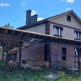 Штукатурный фасад частного дома с утеплением в Воронеже