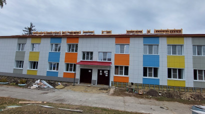 Монтаж вентилируемого фасада с утеплением детского сада Воронежская обл., село Нижнедевицк