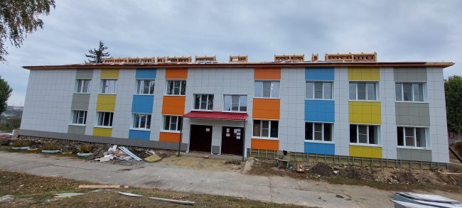 Монтаж вентилируемого фасада с утеплением детского сада Воронежская обл., село Нижнедевицк