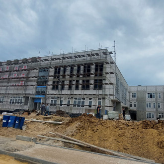 Устройство "Мокрого фасада" с утеплением общеобразовательной школы в Туле